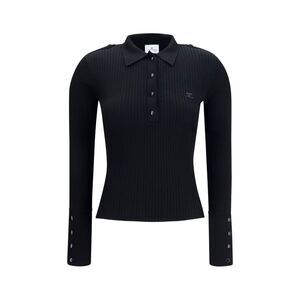 Courrèges Black Viscose Polo Women's Shirt